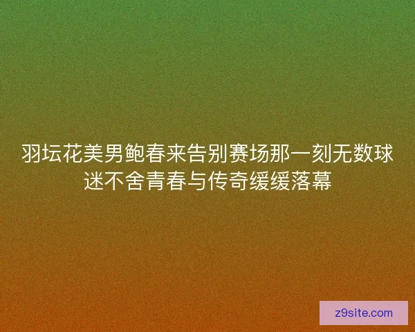 羽坛花美男鲍春来告别赛场那一刻无数球迷不舍青春与传奇缓缓落幕