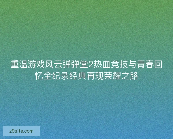 重温游戏风云弹弹堂2热血竞技与青春回忆全纪录经典再现荣耀之路